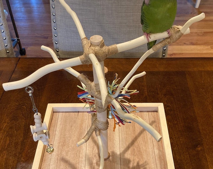 THE BEST All-natural Wood Stand, 1.5', Portable, Parrot Stand