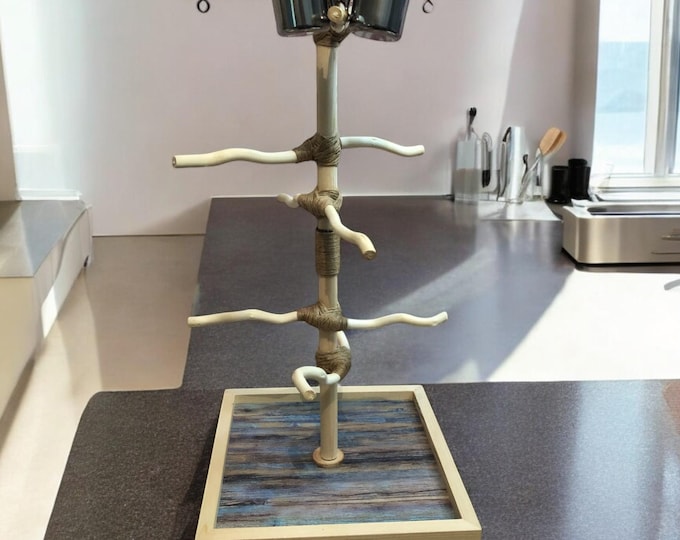 Two-foot stand, Food/Water Bowls included, Hand-made, All-natural Wood Bird Stand!  Conure, Cockatiel, Budgie