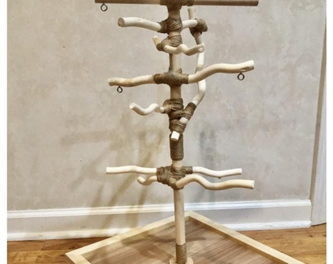 Standard Play-stand, Top dowel rod, Two-foot All-natural Wood, Conure, Cockatiel, Budgie