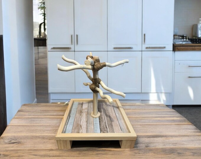 Wood Play-stand, Tabletop Bird Stand, Standard, Small Portable stand!