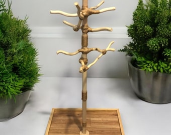 Specialty Stand with High Branches, Natural Wood Parrot Perch, Conures, Cockatiel, Parakeets