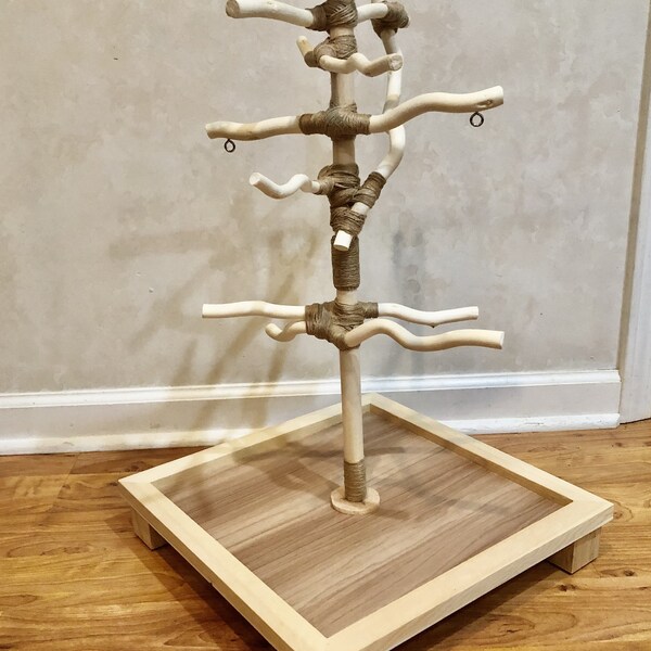 EXTRA LARGE BASE, Two-ft. Parrot Stand, All-natural Wood!