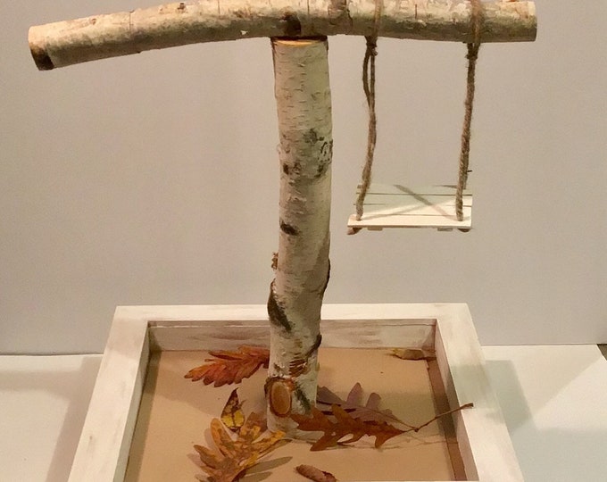 White Birch Bird Perch, Play-stand, Pet Birds