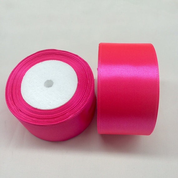 2 wide Single Side Satin Ribbon Neon Hot Pink Color.or Kelly Green .25  yards/roll.Selling Per Roll