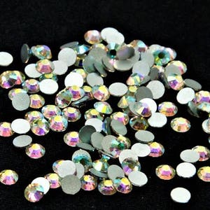 Crystal AB Rhinestones: 7mm Flat Back Glass Crystals (288pcs)