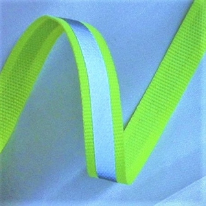 Neon Green Or Neon Orange Reflective Glo Grosgrain Ribbon - 3/8" Silver Reflective Stripe -100% Polyester / Sports, Selling Per 10 Yards