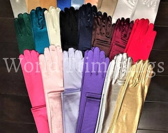 Gants habillés longs en satin extensible de 19,5 po. 12BL