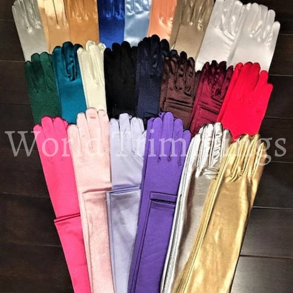 19.5" Long Stretch Satin Dress Gloves 12BL