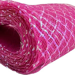 3&quot;inch Wide Fuchsia With Metallic Glitter Polyester Horsehair Braid, selling per Roll 22 Yards