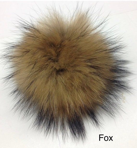 Real Fox Fur Pom Pom Black color 5 inchs Hat Raccoon Pompom Fox Fur Po –  World Trimmings