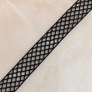 5 Yards Vintage Crochet Elastic Lace Trimming in Black /1/2 Inches Wide