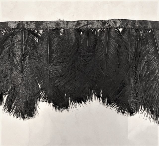 Ostrich Feather Trim 5 Long. Black or Light Brown Colors Available