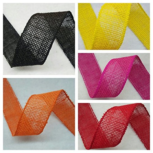 1.5" Burlap Ribbon - 5 Yds - Finished Edge Wired - 100% Natural Jute Burlap Ribbon - Craft Decor Burlap Rustic
