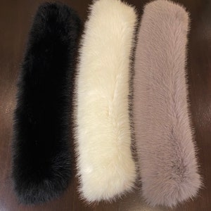 5 1/2 WIDTH Fur Hood, Black ,Gray. Ivory Mink Fur Collar, Fur Scarf, Fur Ruff, Mink Fur Hood, Fur Trim