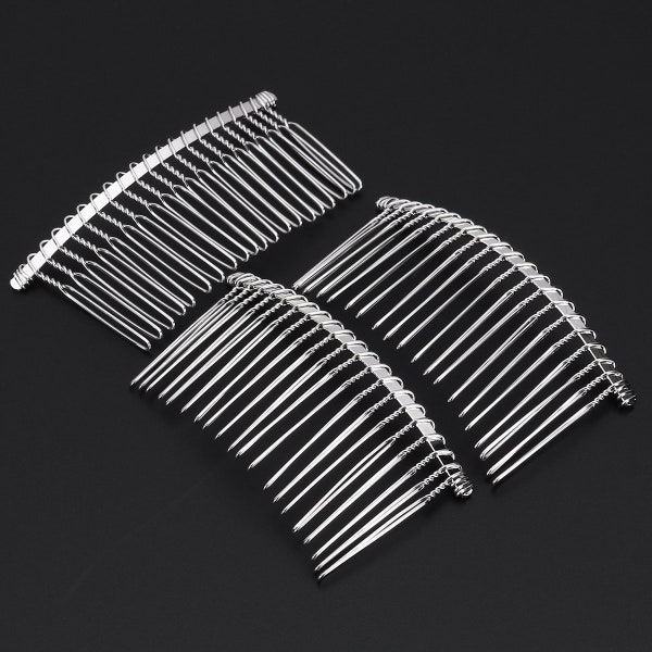 Trimweaver 80mm Silver Metal Wire Hair Comb for Bridal Veil Craft, 3-Inch /Price Per 3 pieces