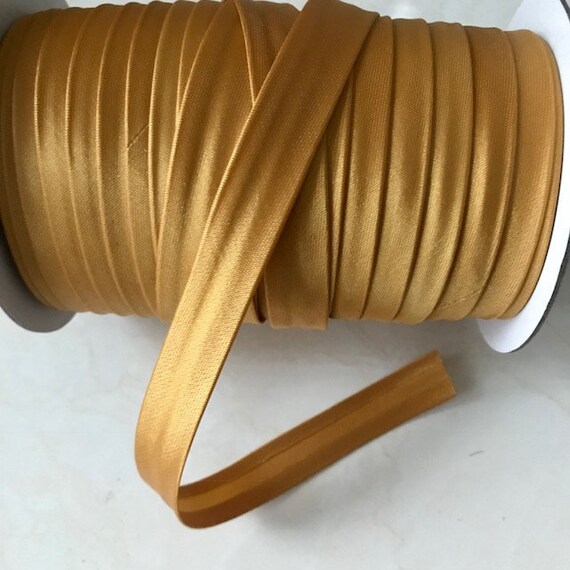 Metallic Gold 12 Yards 5//8 inch Single Fold Satin Bias Tape 23 Different Colors