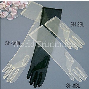 19&quot;Vintage Sheer Candlelight Occasion Gloves 12BL Ivory/Black/White