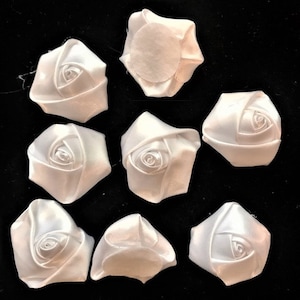 Mini Satin Rose Flower Appliques: Handmade Rolled Rosettes, 1.5&quot; (15 Pcs
