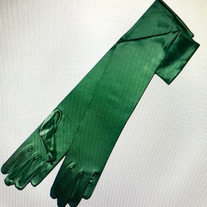 22 Classic Adult Size Opera Length Stretch Satin Gloves 16BL Hunter Green