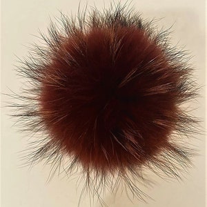 Extra Large 5”+ Real Fox Fur Pom Pom /Burgundy
