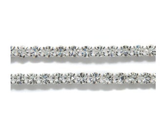 1 Row Rhinestone Banding Trim / Crystal /silver setting