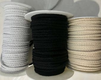 Cotton cord 5 mm /6mm  Three Different Size and Three Different Colors ( Black / White / Natural ) cotton cord rope