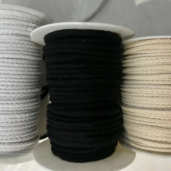 Cotton cord 5 mm /6mm  Three Different Size and Three Different Colors ( Black / White / Natural ) cotton cord rope