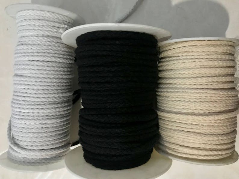 Cotton cord 5 mm /6mm Three Different Size and Three Different Colors Black / White / Natural cotton cord rope image 1