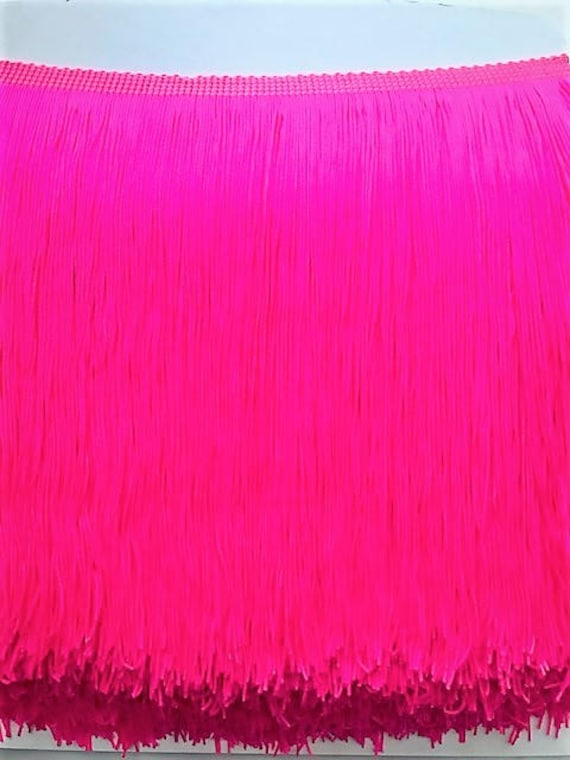 Matte Blaque Neon Pink Rhinestone Fringe Set Large