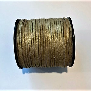 12 Yards Metallic Gold Faux Suede Leather Cord Leather String Cord DIY Cord Supplies, Faux Suede Lace, Vegan Suede Cord, bracelet cord 3mm