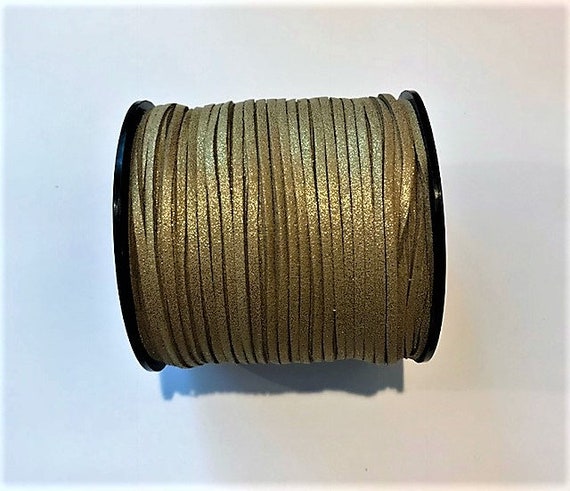 Metallic Gold Faux Suede Cord: 3mm Vegan Leather String, 12 Yards