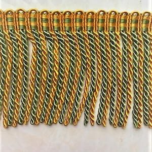 5.5&quot; Bullion fringe Green and Gold match Cord curtain decorative tassel fringe, bullion Fringe, scoll gimp, single tassel, brush fringe,