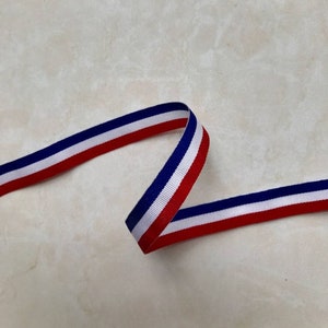 3/8'' One Roll Classic Grosgrain Ribbon Three Color American Flag Red-White-Blue Price Per Roll/ 25 Yards