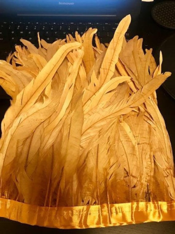 50 pcs 8-10/" long Gold Yellow Dyed Rooster COQUE tail Feathers for crafting NEW
