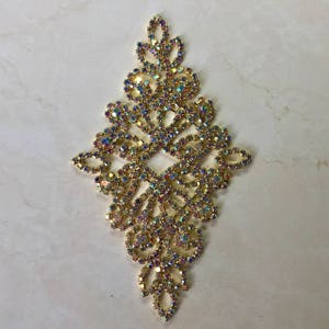 Diamond Shaped Crystal rhinestone applique, wedding applique, Wedding Sash