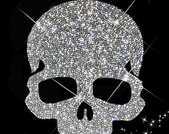 Rhinestone Skull & Crossbones Iron-On Transfer: Crystal Bling Motif