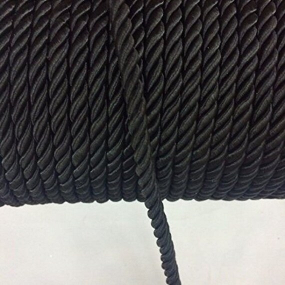 9mm Black Satin Twist Cord Decoration Trim Braided Shiny Cord