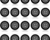 5/8(15mm) Flatback Resin Black Buttons for Sewing , DIY Craft