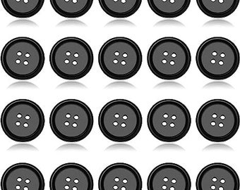 5/8"(15mm) Flatback Resin Black Buttons for Sewing , DIY Craft Pack
