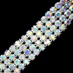 4 Row Rhinestone banding Crystal AB(SS20) With Silver Setting wedding Cake bridal Trim Selling Per yard