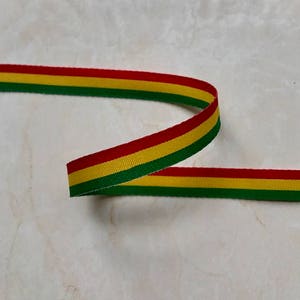 5/8&#39;&#39; One Roll Classic Grosgrain Ribbon Three Color Rasta Green-Yellow-Red Price Per Roll/ 25 Yards