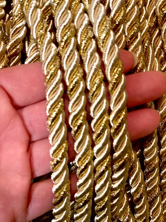8mm Gold Satin twist cord, Gold decoration trim (5yards) Gold cord,braided  Shiny Cord Choker Thread Twine String Rope Piping Supplies