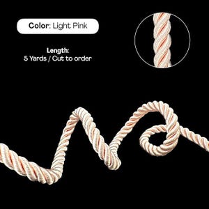Light Pink Satin Twist Cord: 10mm Braided Trim, 5 Yards