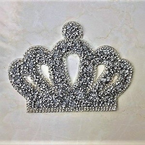 Crown Rhinestone Applique Iron on Transfer Applique Patch, Price For 1 Pcs