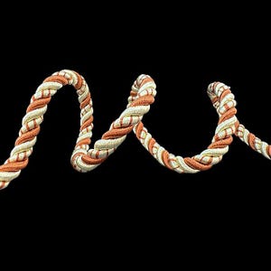 9mm Twisted Satin Cord: Ivory & Brown Braided Rope - 5 Yards