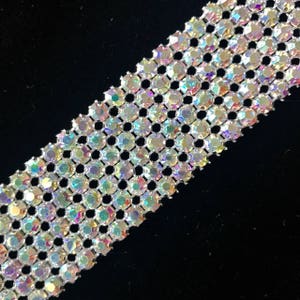 6-Row Rhinestone Band Crystal AB/Silver Metal Point Setting Price Per Yard