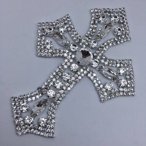 Rhinestone Cross Applique/ Swarovski Shine/ Baptism/ first communion 4 1/2" x 3 ''