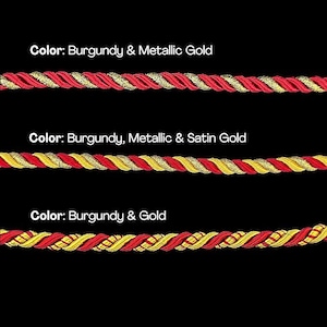 8 mm Burgundy / Metallic Gold / Satin Gold Twist Cord Dekoration (5 Meter) Geflochtene Schnur Glänzende Schnur Halsband Faden Schnur Seil Piping Lieferungen