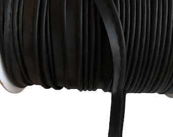 Black Synthetic Leather Piping Cord Trim: 10 Yards