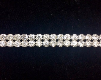 2 Row Rhinestone Banding Trim / Crystal /silver setting